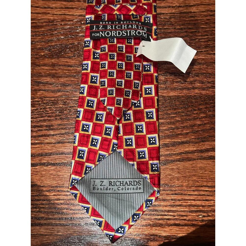 J.Z. Richards Nordstrom Red Geometric Silk Tie Born in Boulder Collection